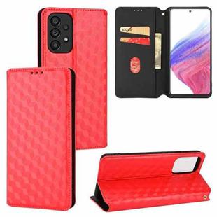 For Samsung Galaxy A73 5G Cubic Grid Texture Flip Leather Phone Case(Red)