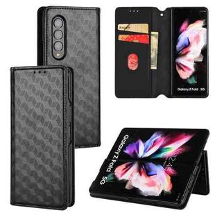 For Samsung Galaxy Z Fold4 Cubic Grid Texture Flip Leather Phone Case(Black)
