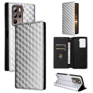 For HTC U23 / U23 Pro Cubic Grid Texture Flip Leather Phone Case(Silver)