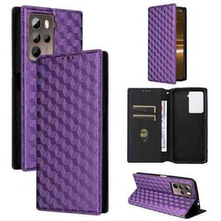 For HTC U23 / U23 Pro Cubic Grid Texture Flip Leather Phone Case(Purple)