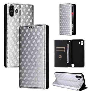 For Nothing CMF Phone 1 Cubic Grid Texture Flip Leather Phone Case(Silver)