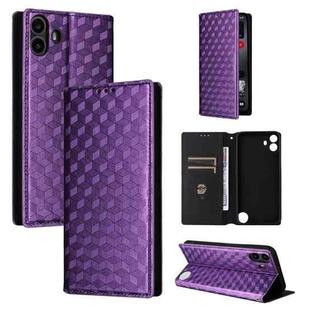 For Nothing CMF Phone 1 Cubic Grid Texture Flip Leather Phone Case(Purple)
