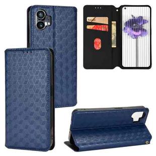For Nothing Phone 1 Cubic Grid Texture Flip Leather Phone Case(Blue)