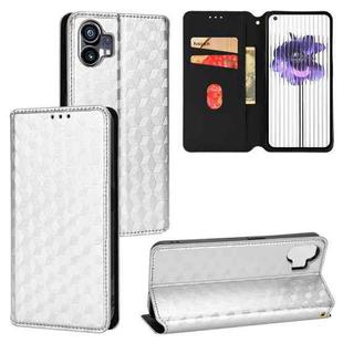 For Nothing Phone 1 Cubic Grid Texture Flip Leather Phone Case(Silver)