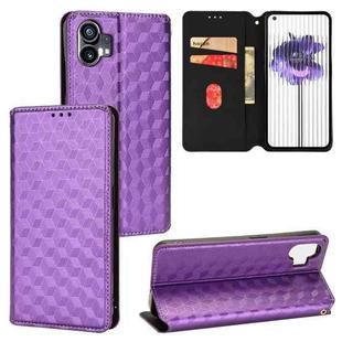For Nothing Phone 1 Cubic Grid Texture Flip Leather Phone Case(Purple)