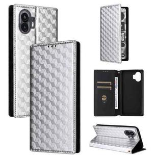 For Nothing Phone 2 Cubic Grid Texture Flip Leather Phone Case(Silver)