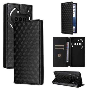 For Nothing Phone 3a Cubic Grid Texture Flip Leather Phone Case(Black)