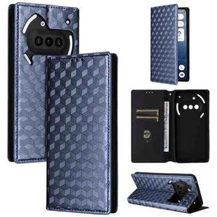 For Nothing Phone 3a Cubic Grid Texture Flip Leather Phone Case(Blue)