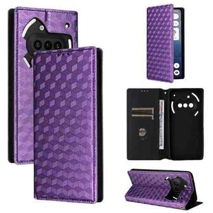 For Nothing Phone 3a Cubic Grid Texture Flip Leather Phone Case(Purple)