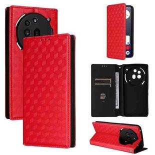 For Nothing Phone 3a Pro Cubic Grid Texture Flip Leather Phone Case(Red)