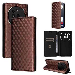 For Nothing Phone 3a Pro Cubic Grid Texture Flip Leather Phone Case(Brown)