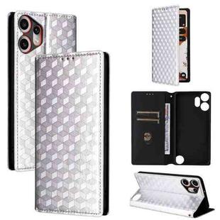 For Nothing CMF Phone 2 Pro Cubic Grid Texture Flip Leather Phone Case(Silver)