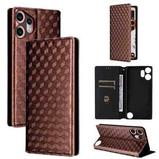 For Nothing CMF Phone 2 Pro Cubic Grid Texture Flip Leather Phone Case(Brown)