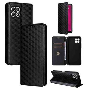 For T-Mobile REVVL 7 5G Cubic Grid Texture Flip Leather Phone Case(Black)