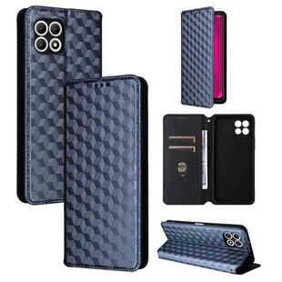 For T-Mobile REVVL 7 5G Cubic Grid Texture Flip Leather Phone Case(Blue)