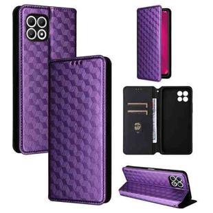 For T-Mobile REVVL 7 5G Cubic Grid Texture Flip Leather Phone Case(Purple)