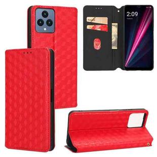 For T-Mobile REVVL 6 5G / REVVL 6x Cubic Grid Texture Flip Leather Phone Case(Red)