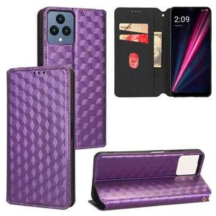 For T-Mobile REVVL 6 5G / REVVL 6x Cubic Grid Texture Flip Leather Phone Case(Purple)