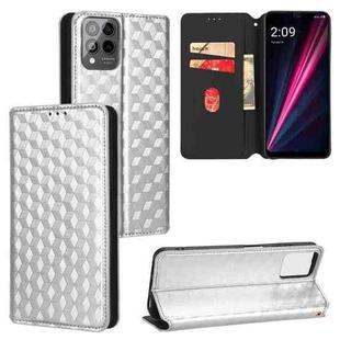 For T-Mobile REVVL 6 Pro 5G / REVVL 6x Pro Cubic Grid Texture Flip Leather Phone Case(Silver)
