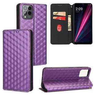 For T-Mobile REVVL 6 Pro 5G / REVVL 6x Pro Cubic Grid Texture Flip Leather Phone Case(Purple)