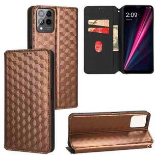For T-Mobile REVVL 6 Pro 5G / REVVL 6x Pro Cubic Grid Texture Flip Leather Phone Case(Brown)