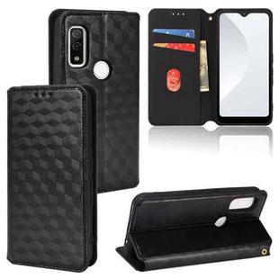 For Fujitsu Arrows WE F-51B Cubic Grid Texture Flip Leather Phone Case(Black)