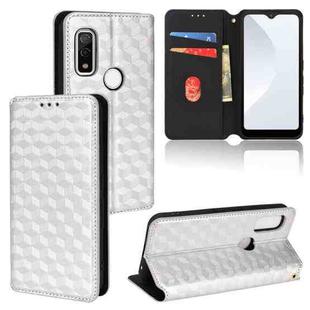 For Fujitsu Arrows WE F-51B Cubic Grid Texture Flip Leather Phone Case(Silver)