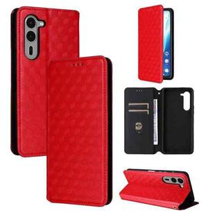 For Fujitsu Arrows We2 Plus F-51E Cubic Grid Texture Flip Leather Phone Case(Red)