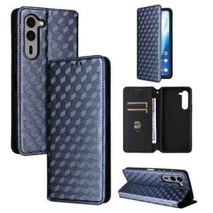 For Fujitsu Arrows We2 Plus F-51E Cubic Grid Texture Flip Leather Phone Case(Blue)