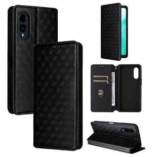 For Fujitsu Arrows We2 F-52E Cubic Grid Texture Flip Leather Phone Case(Black)