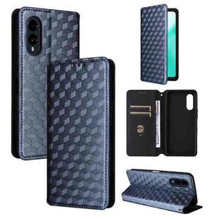 For Fujitsu Arrows We2 F-52E Cubic Grid Texture Flip Leather Phone Case(Blue)