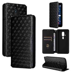 For Fujitsu FCNT Rakuraku F-53E Cubic Grid Texture Flip Leather Phone Case(Black)