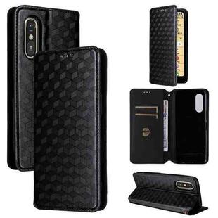 For Fujitsu Rakuraku A401FC Cubic Grid Texture Flip Leather Phone Case(Black)