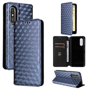 For Fujitsu Rakuraku A401FC Cubic Grid Texture Flip Leather Phone Case(Blue)