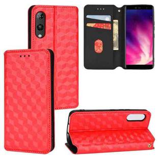 For Rakuten Hand Cubic Grid Texture Flip Leather Phone Case(Red)