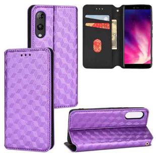 For Rakuten Hand Cubic Grid Texture Flip Leather Phone Case(Purple)