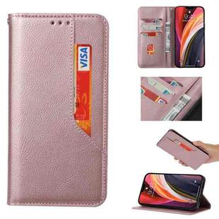 For Samsung Galaxy A11 Magnetic Horizontal Flip Leather Case with Holder & Card Slots & Wallet(Rose Gold)
