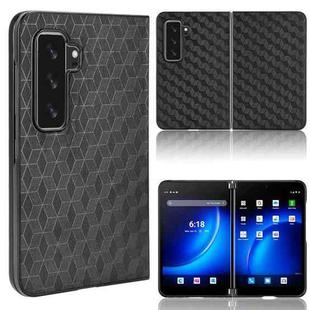 For Microsoft Surface Duo 2 Cubic Grid Texture Leather Back Cover Phone Case(Black)