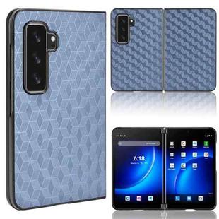 For Microsoft Surface Duo 2 Cubic Grid Texture Leather Back Cover Phone Case(Blue)