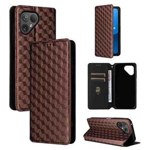 For Fairphone 5 Cubic Grid Texture Flip Leather Phone Case(Brown)