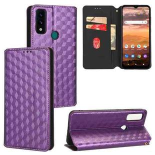 For AT&T Maestro 3 Cubic Grid Texture Flip Leather Phone Case(Purple)