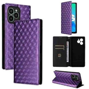 For Fossibot S2 Cubic Grid Texture Flip Leather Phone Case(Purple)