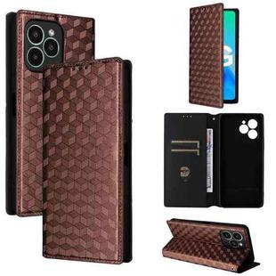 For Fossibot S2 Cubic Grid Texture Flip Leather Phone Case(Brown)