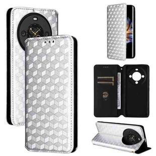 For Fossibot S3 Pro Cubic Grid Texture Flip Leather Phone Case(Silver)