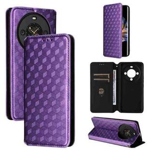 For Fossibot S3 Pro Cubic Grid Texture Flip Leather Phone Case(Purple)