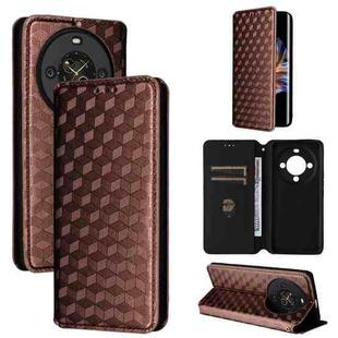 For Fossibot S3 Pro Cubic Grid Texture Flip Leather Phone Case(Brown)