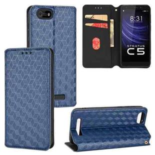 For Cloud Mobile Stratus C5 / Stratus C5 Elite Cubic Grid Texture Flip Leather Phone Case(Blue)