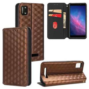 For Cloud Mobile Stratus C7 Cubic Grid Texture Flip Leather Phone Case(Brown)