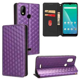 For HotPepper Chilaca HPPL60A Cubic Grid Texture Flip Leather Phone Case(Purple)