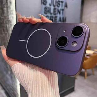 For iPhone 15 Matte Frosted Fine Circle MagSafe Lens Protection Phone Case(Misty Purple)